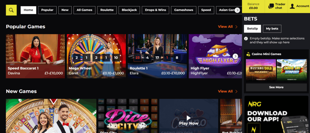 NRGBET Casino Live Dealer