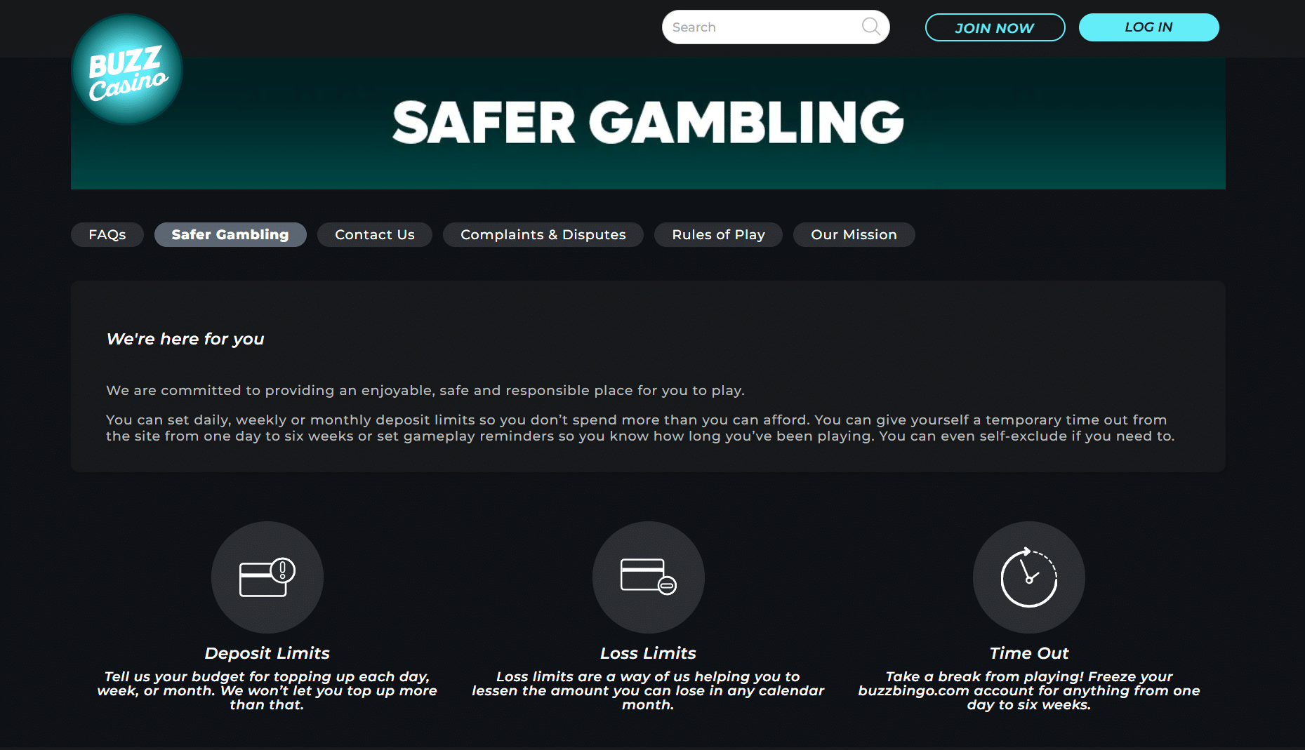 buzz casino safer gambling