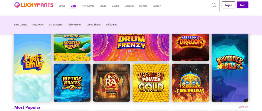 Lucky Pants Slots Page