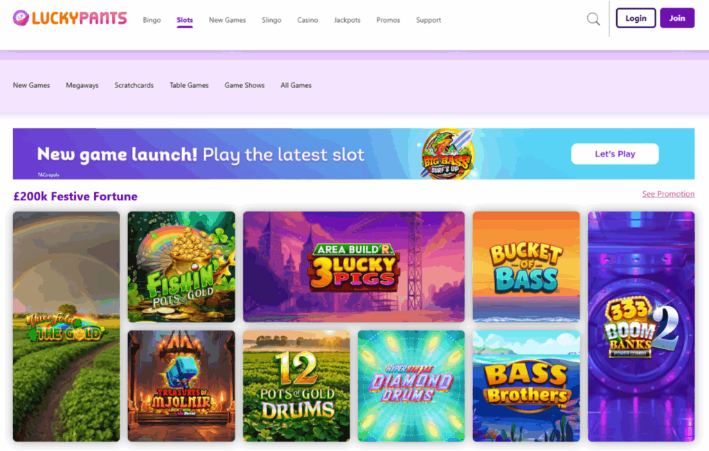 Lucky Pants Slots Page