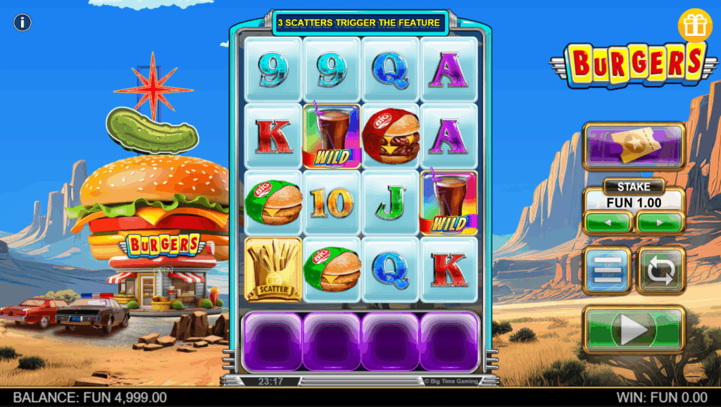 Base Game & Features on burgers slot