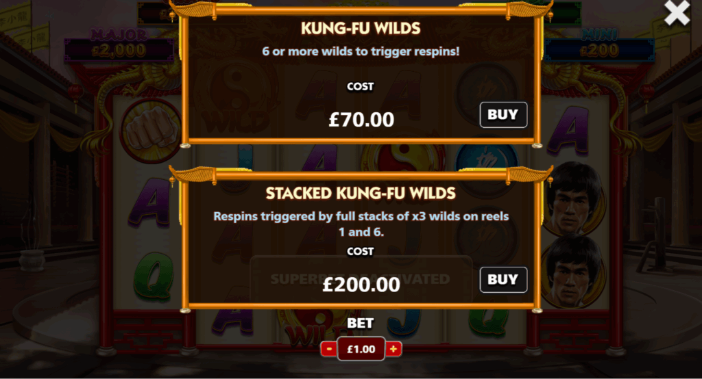 Bruce Lee Kung Fu Wilds Bonus Buy Feature