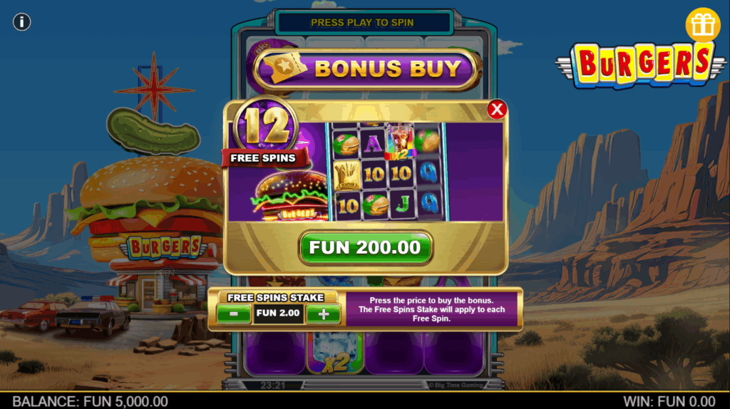 Bonus Buy Option on burgers