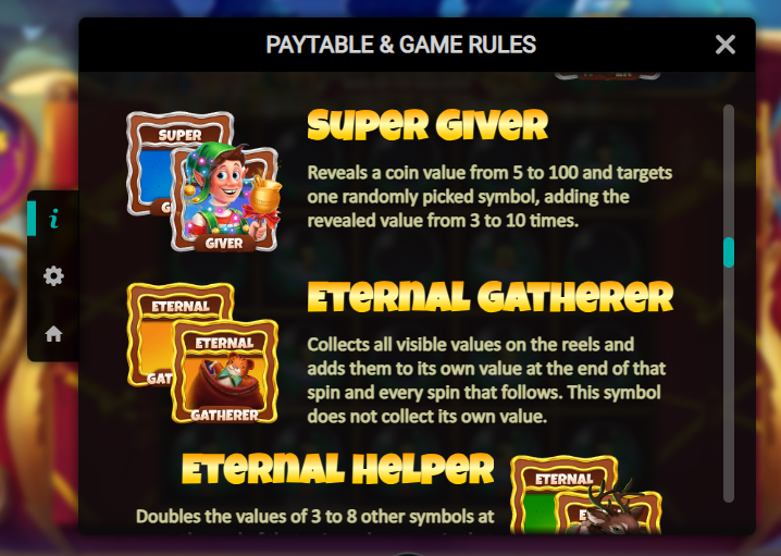 Money Sleigh Paytable