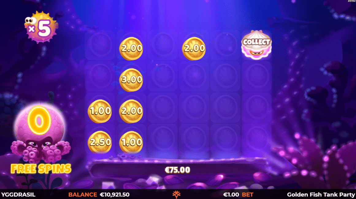 Golden Fish Tank Party - Cash Party Free Spins