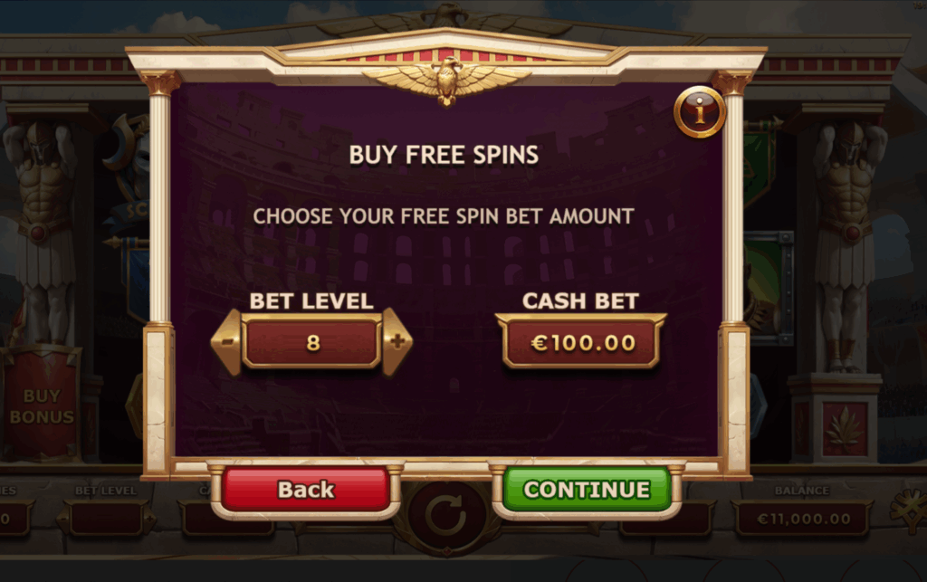 3 Gladiators vs Caesar Bonus Buy Feature