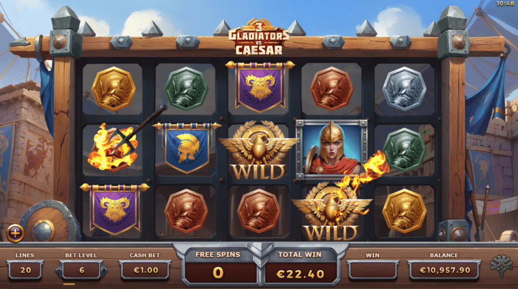 3 Gladiators vs Caesar Challenge Free Spins