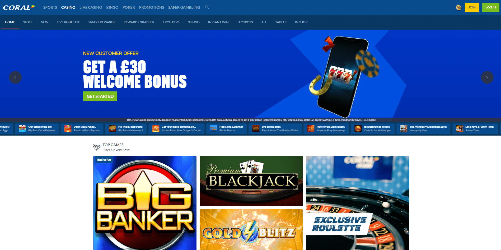 Coral Casino Homepage