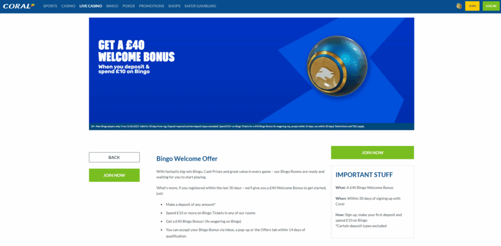 Coral Bingo Welcome Offer