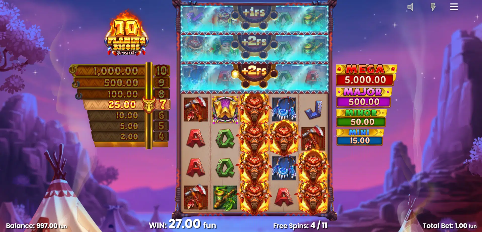 10 Flaming Bisons - Free Spins