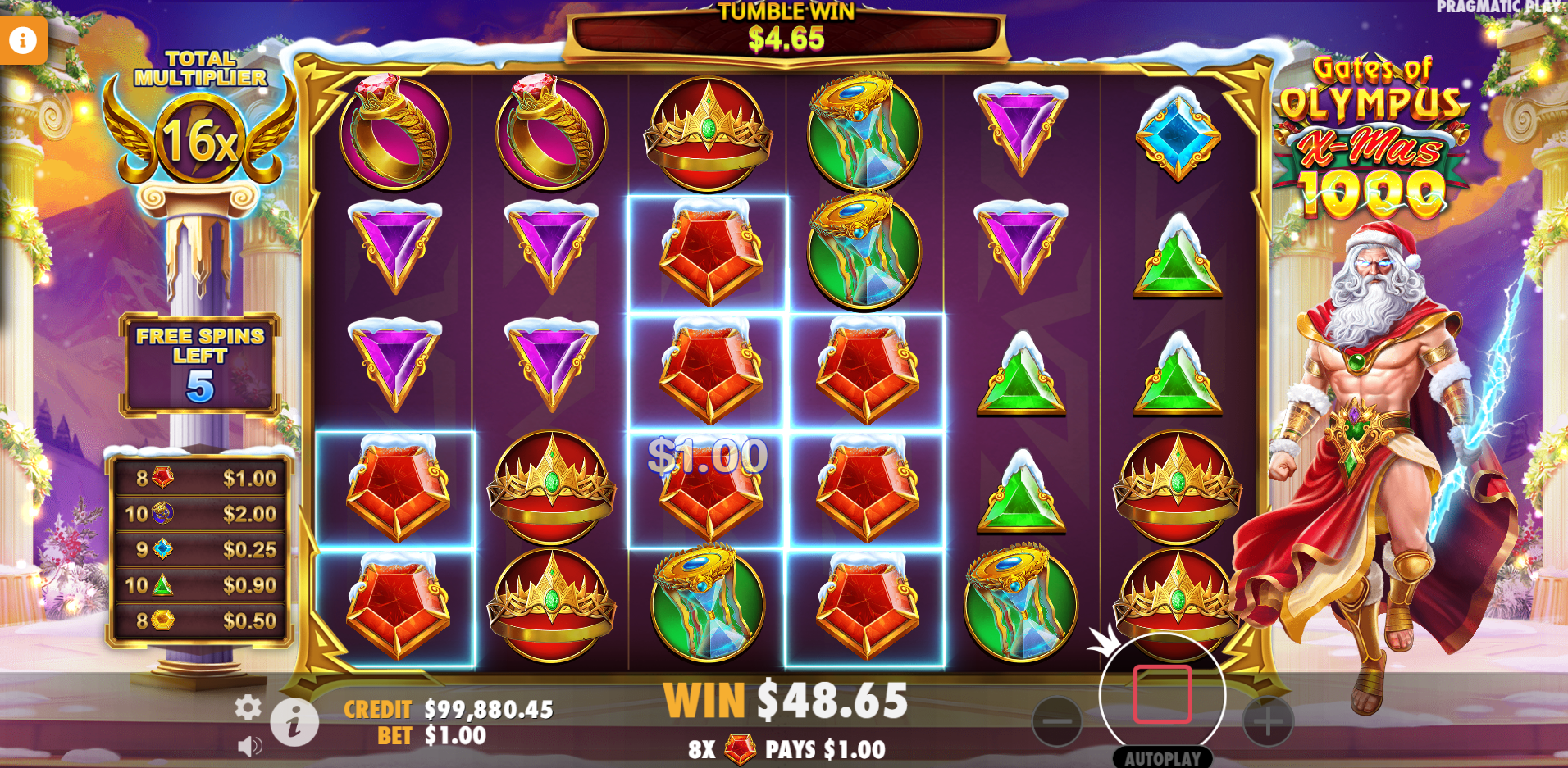 Gates of Olympus Xmas 1000 - Free Spins