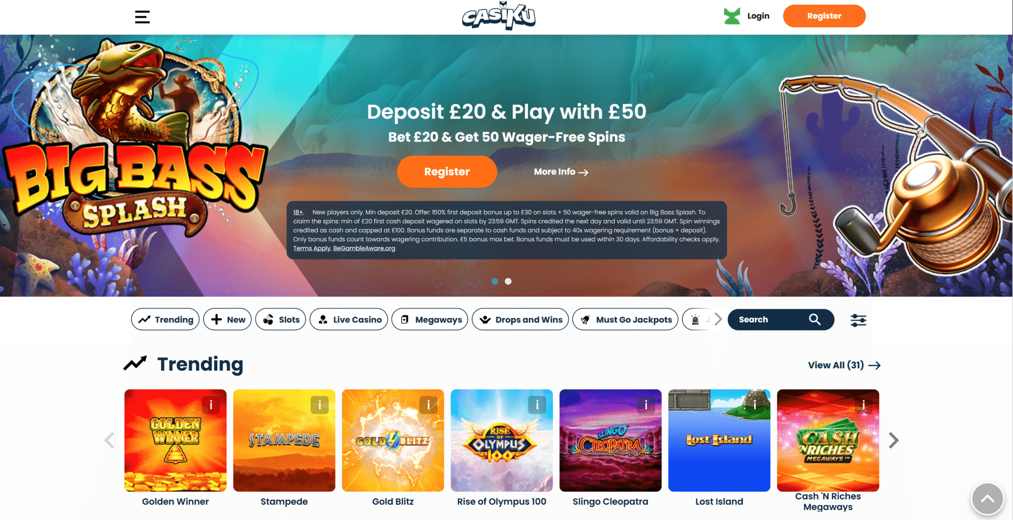 casiku casino homepage