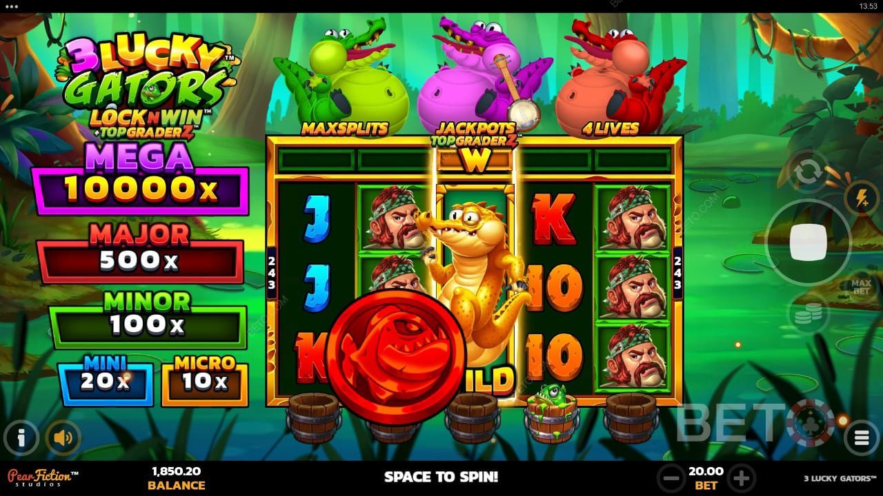 3 Lucky Gators Wild Symbols