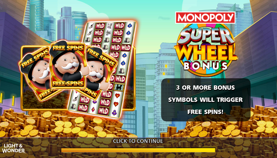 Monopoly Super Wheel Bonus Welcome Page