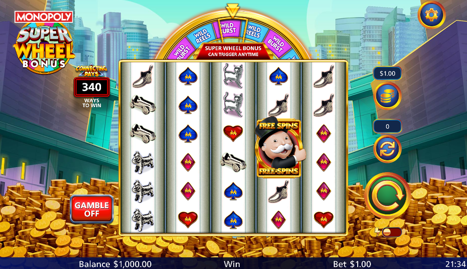 Monopoly Super Wheel Bonus Base Game