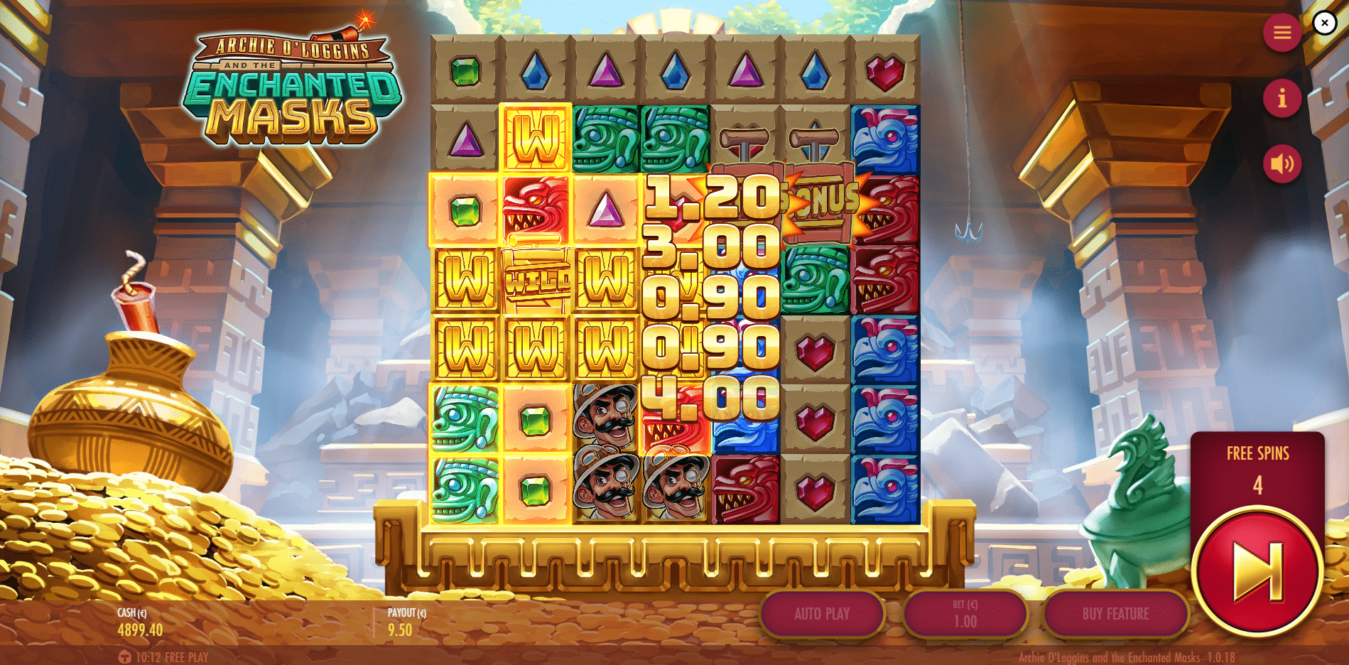 Archie O'Loggins and the Enchanted Masks - Free Spins