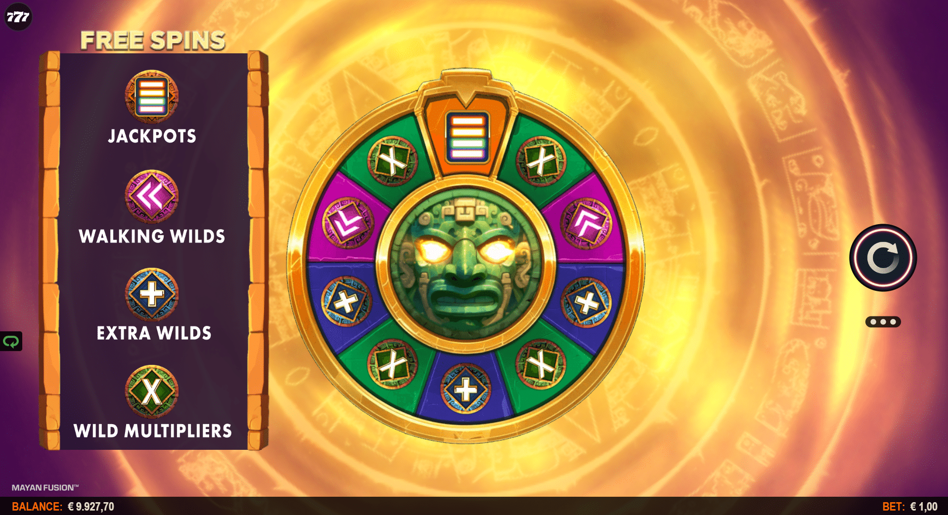 Mayan Fusion - Free Spins Wheel