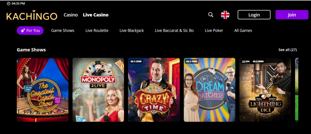 Kanchingo Casino Live Casino Games