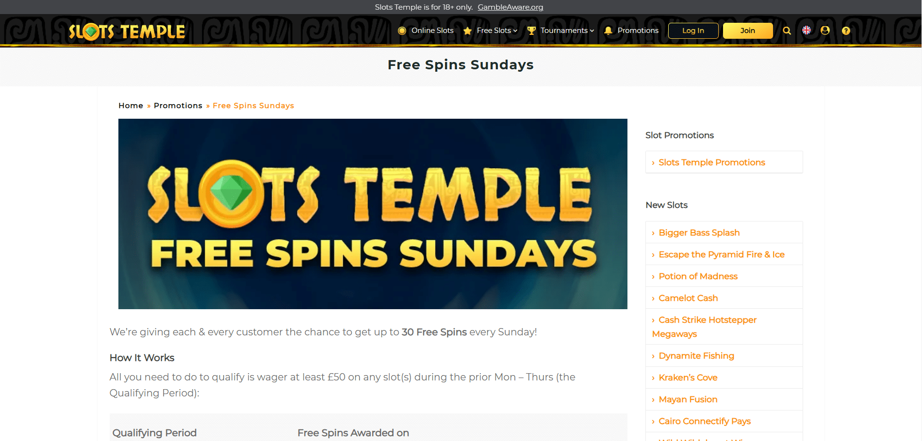 Slots Temple Free Spins Sundays