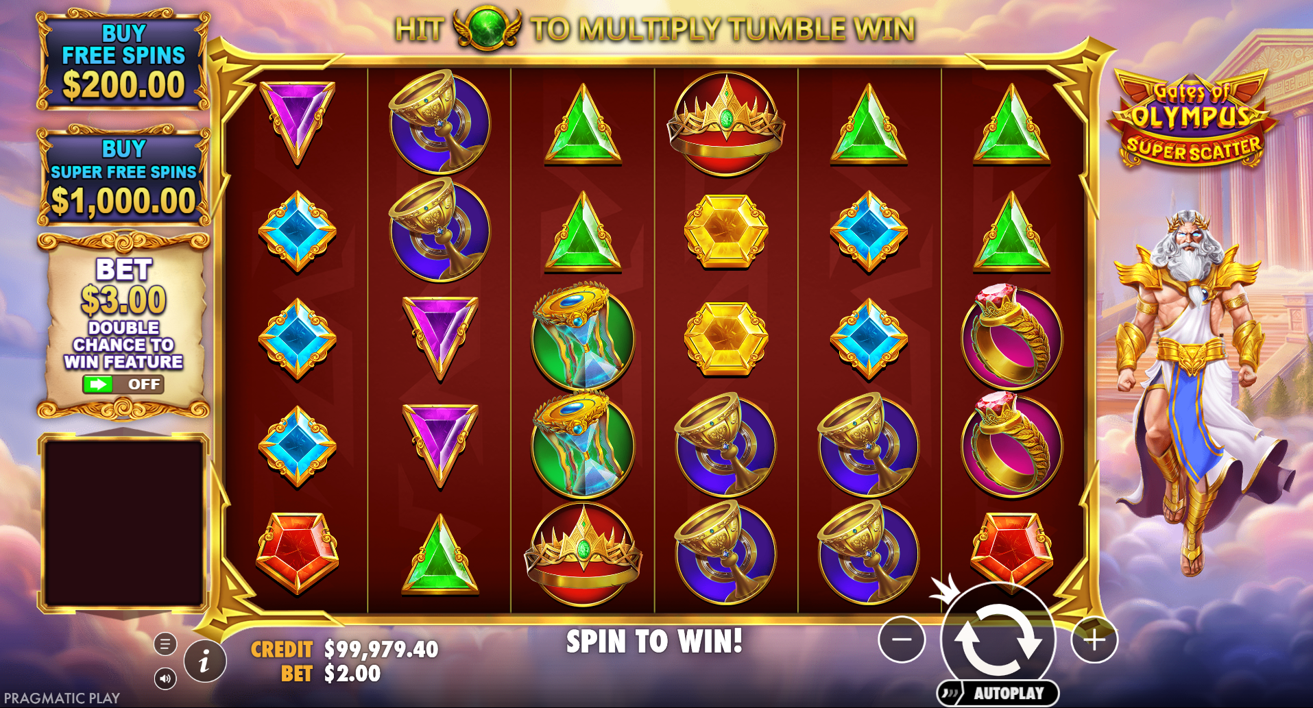 Gates of Olympus Super Scatter Tumble Win