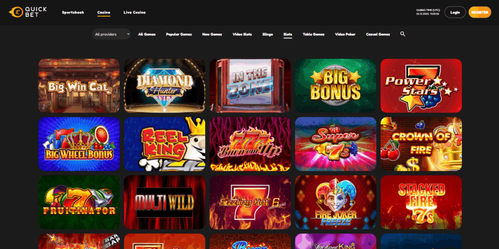 QuickBet Slots Page