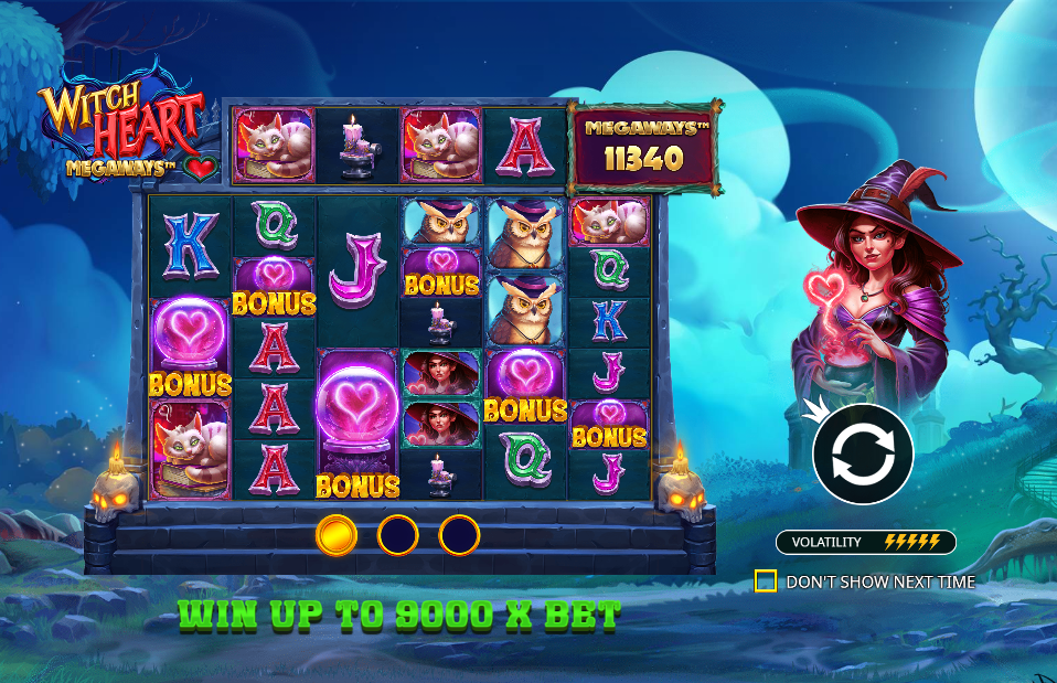 Witch Heart Megaways Welcome Page