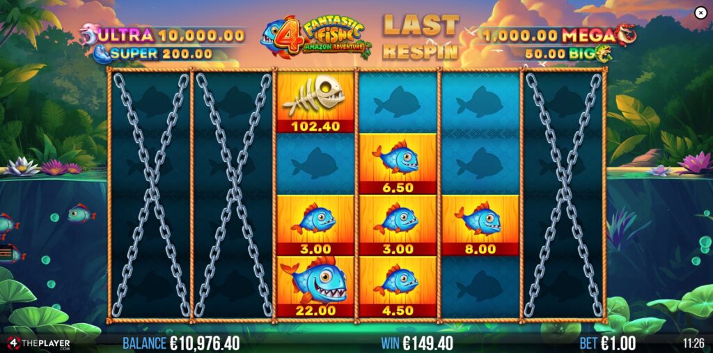 4 Fantastic Fish Amazon Adventure - Respins Bonus