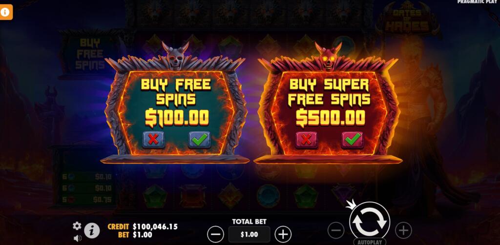 Gates of Hades - Bonus Buy Options