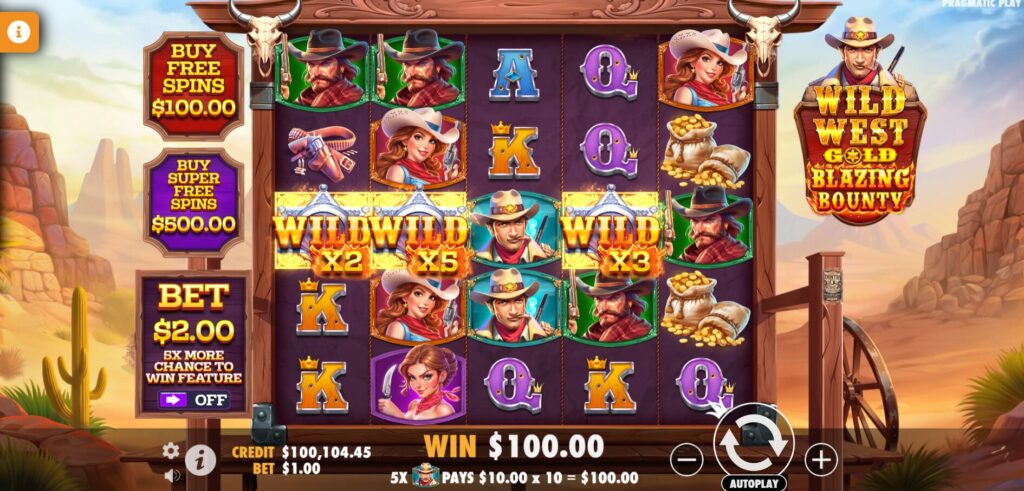 Wild West Gold Blazing Bounty - Wild Multiplier Win