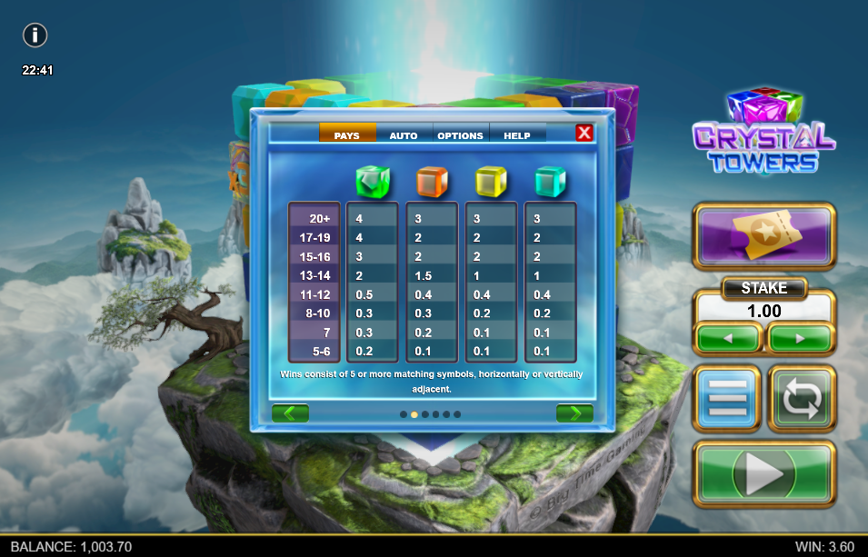 Crystal Towers Pay Out