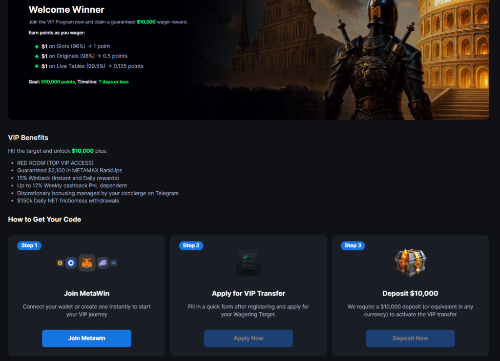 metawin vip program