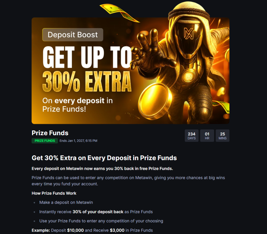 deposit back offer metawin