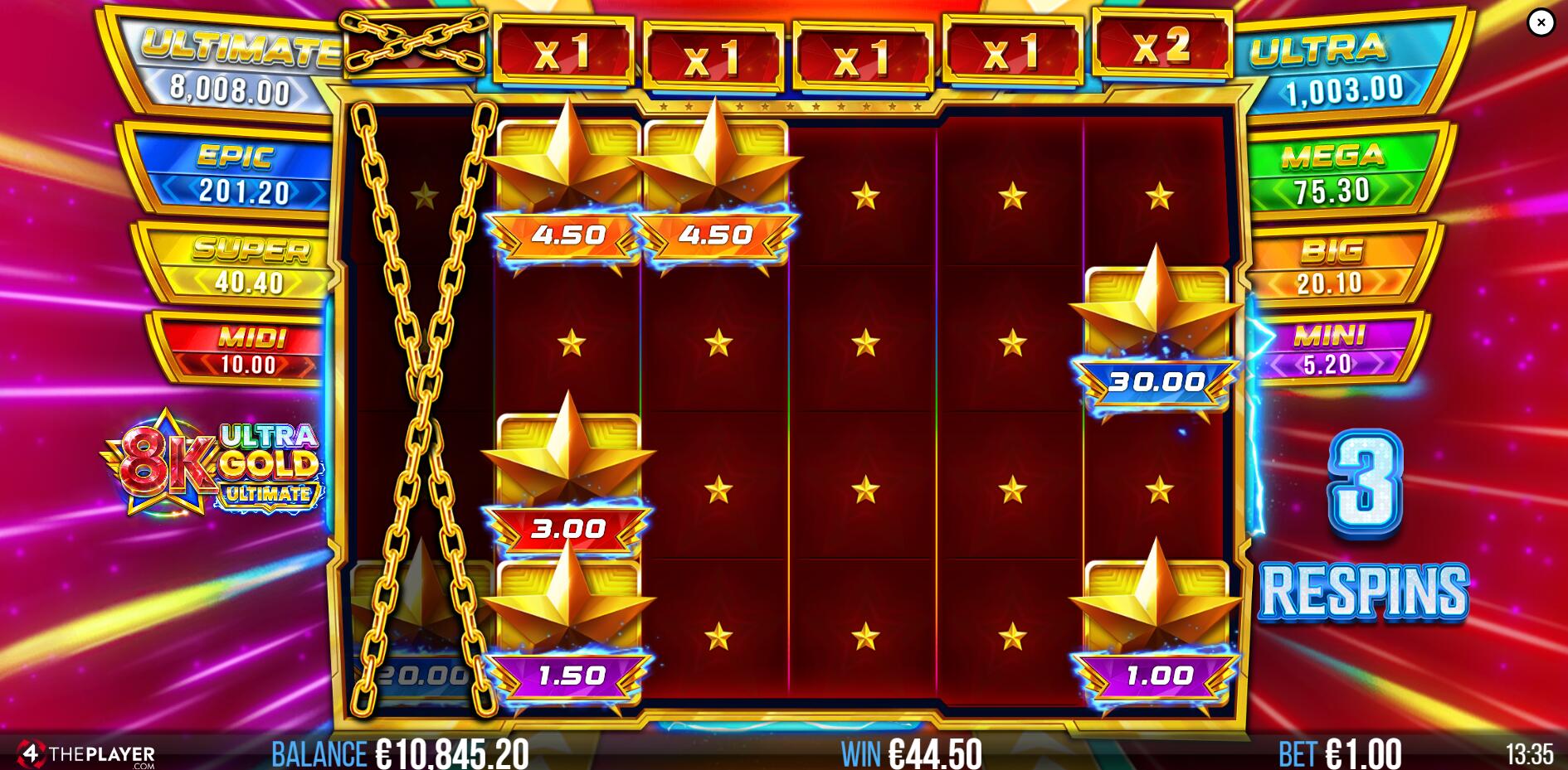 8K Ultra Gold Ultimate Respins Mode