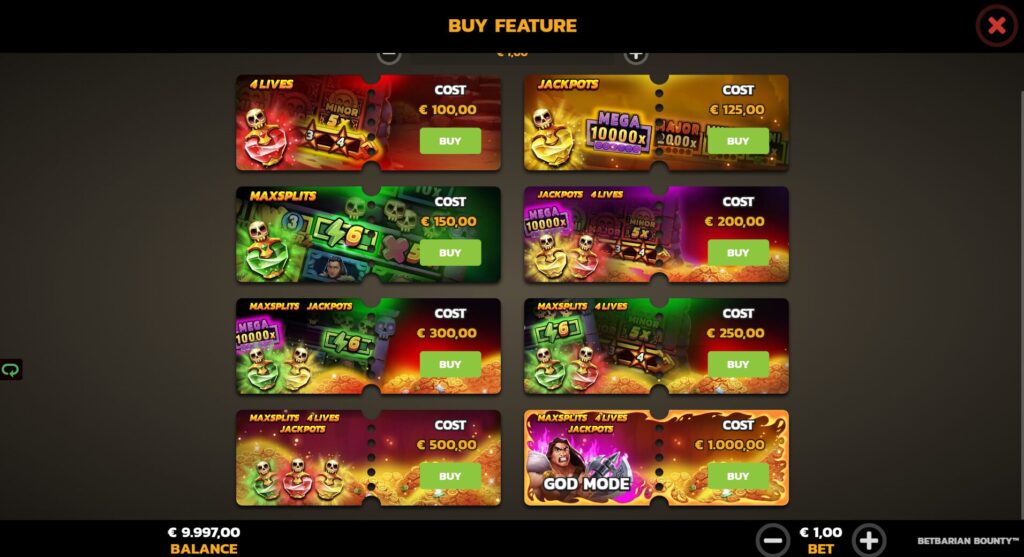 Betbarian Bounty Bonus Buy Options