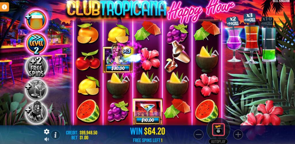 Club Tropicana Happy Hour Free Spins