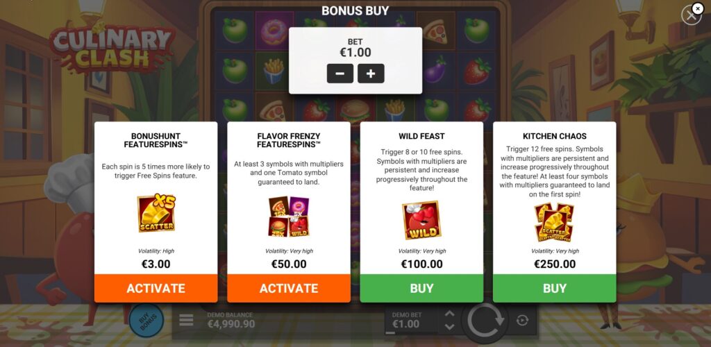 Culinary Clash Bonus Buy Options