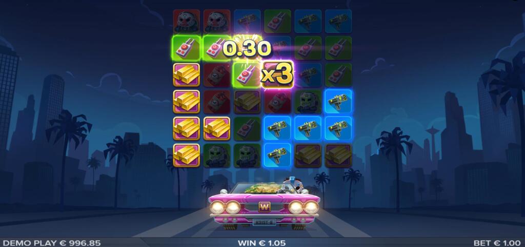 Each winning cluster the Super Wild is a part of, the current multiplier value will increase by +x1