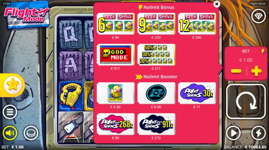 Flight Mode Bonus Buy & Nolimit Boosters