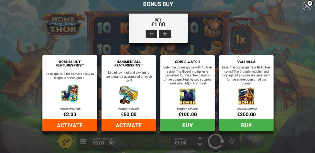 Home of Thor Bonus Buy Options