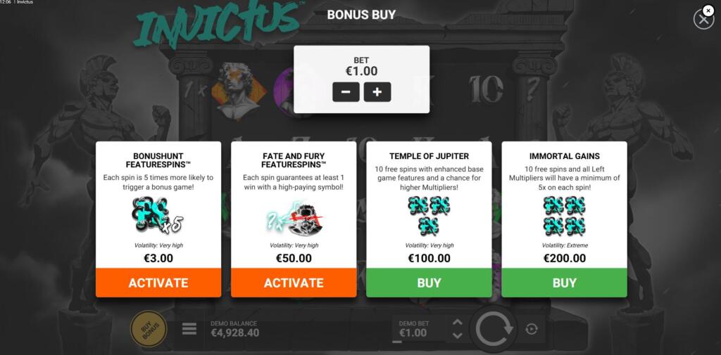 Invictus Bonus Buy Options