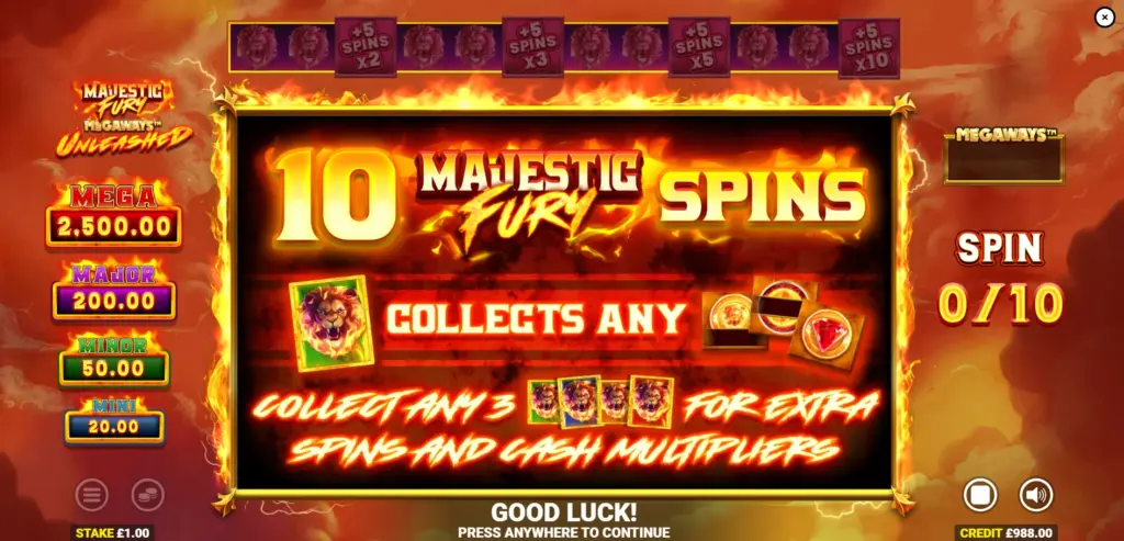 Majestic Megaways Free Spins