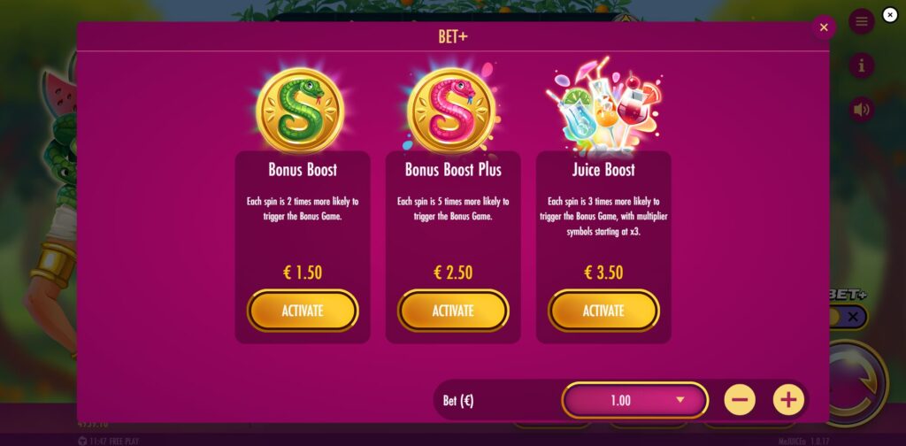 MeJUICEa Bet+ Options