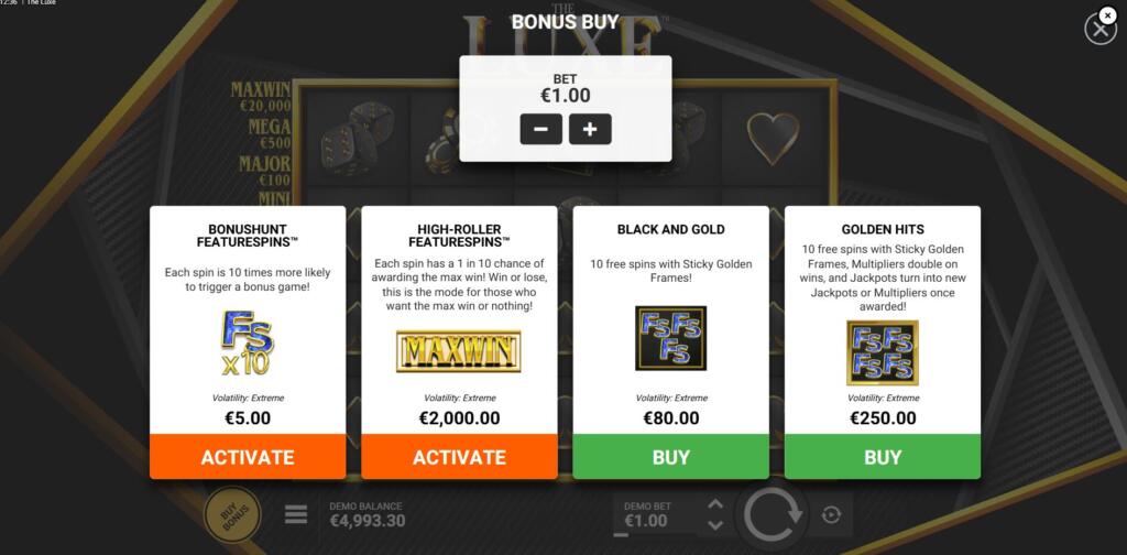 Non-UK Players Can Purchase 1 of 4 Bonus Buy Options