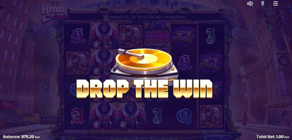 The Drop the Win feature awards super high-paying symbols or wilds on any non-winning spin