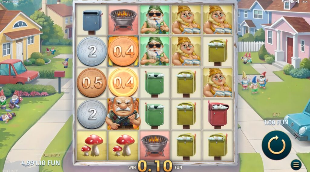 Uncle Profit symbols transform all winning positions into Coins with random cash prizes