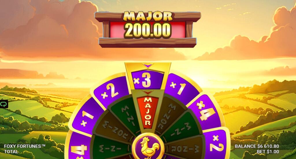 When the Bonus Wheel is active, 1 of 4 Jackpot Prizes is awarded, paired with a Multiplier between x1 and x5