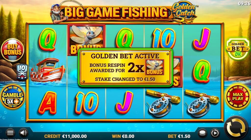 When the Golden Bet feature is active, your chances of triggering Free Spins is doubled