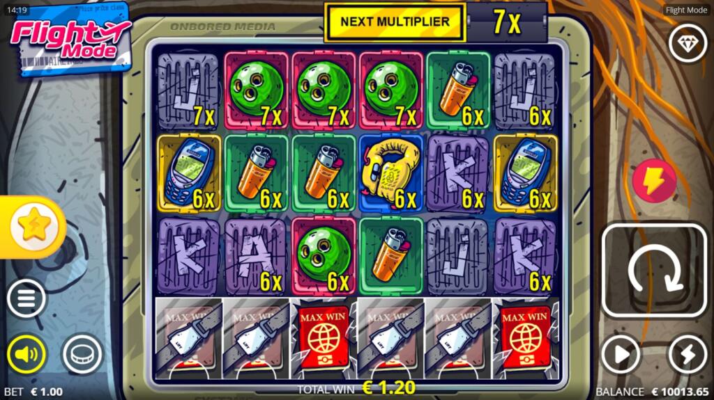 Winning combinations explode to allow new symbols to drop in from above, causing the 4th row to unlockWinning combinations explode to allow new symbols to drop in from above, causing the 4th row to unlock