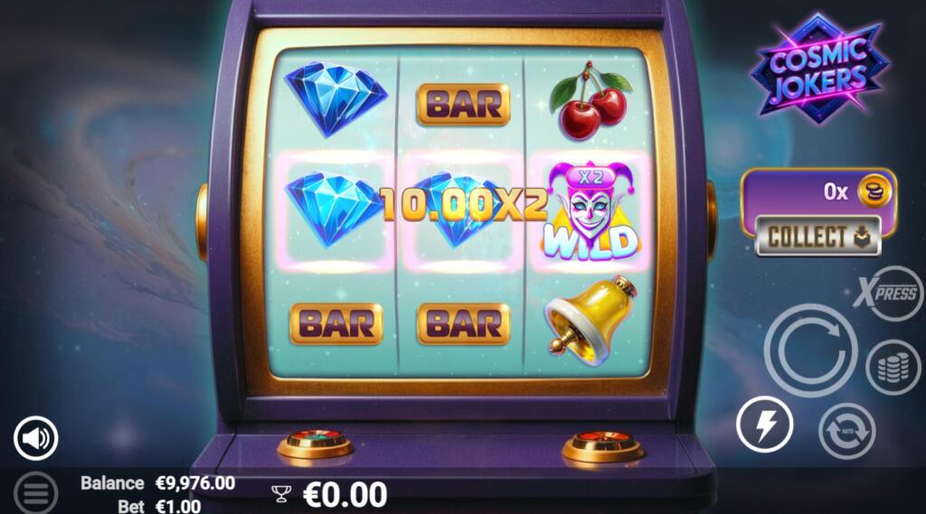 Wins occur when 3 high, mid, or low-paying symbols land from reels 1-3, on subsequent pay lines