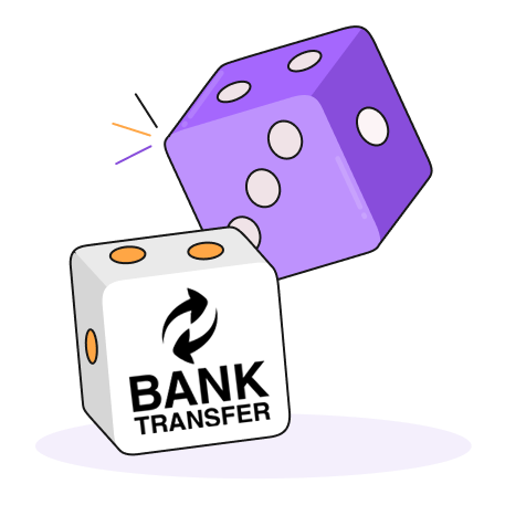 Purple, White, Orange and Lilac Bank Transfer Dice Icon